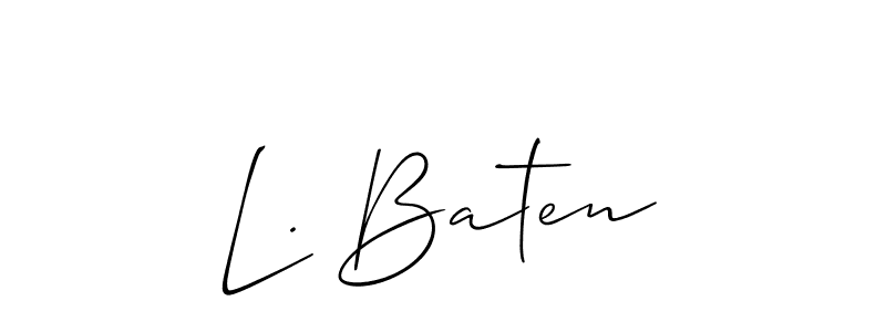 Make a short L. Baten signature style. Manage your documents anywhere anytime using Allison_Script. Create and add eSignatures, submit forms, share and send files easily. L. Baten signature style 2 images and pictures png