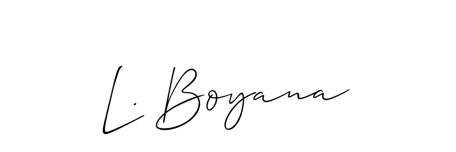 Make a beautiful signature design for name L. Boyana. With this signature (Allison_Script) style, you can create a handwritten signature for free. L. Boyana signature style 2 images and pictures png