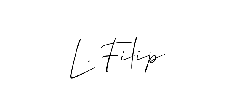How to make L. Filip name signature. Use Allison_Script style for creating short signs online. This is the latest handwritten sign. L. Filip signature style 2 images and pictures png