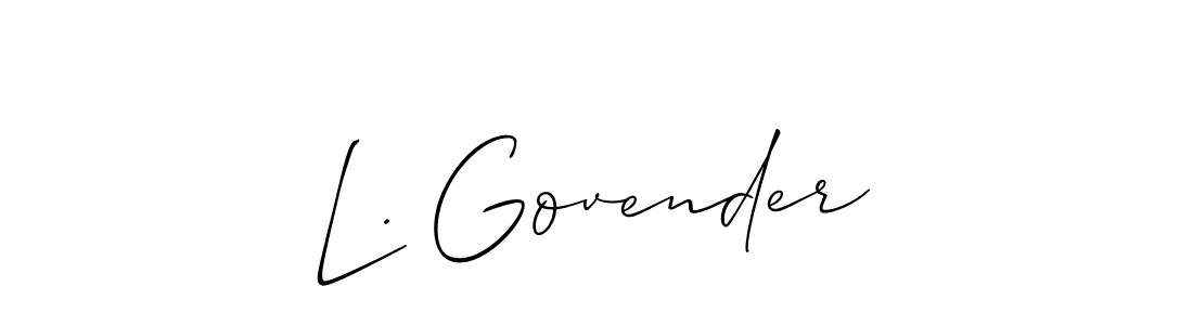 How to make L. Govender name signature. Use Allison_Script style for creating short signs online. This is the latest handwritten sign. L. Govender signature style 2 images and pictures png
