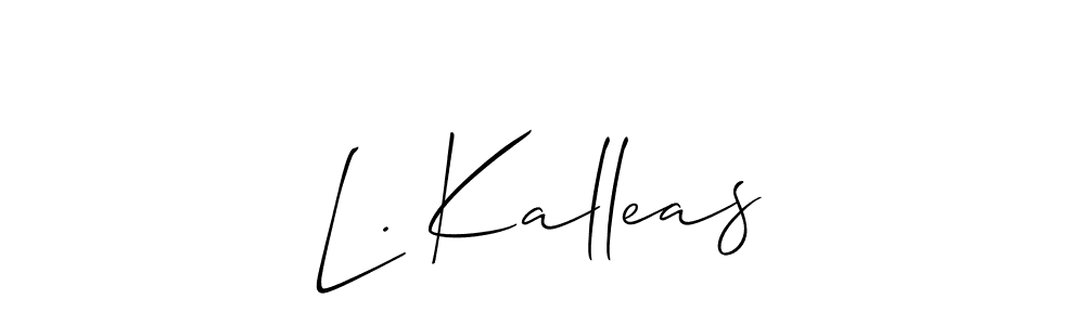 Use a signature maker to create a handwritten signature online. With this signature software, you can design (Allison_Script) your own signature for name L. Kalleas. L. Kalleas signature style 2 images and pictures png