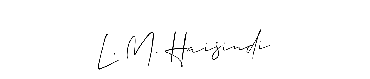 You can use this online signature creator to create a handwritten signature for the name L. M. Haisindi. This is the best online autograph maker. L. M. Haisindi signature style 2 images and pictures png