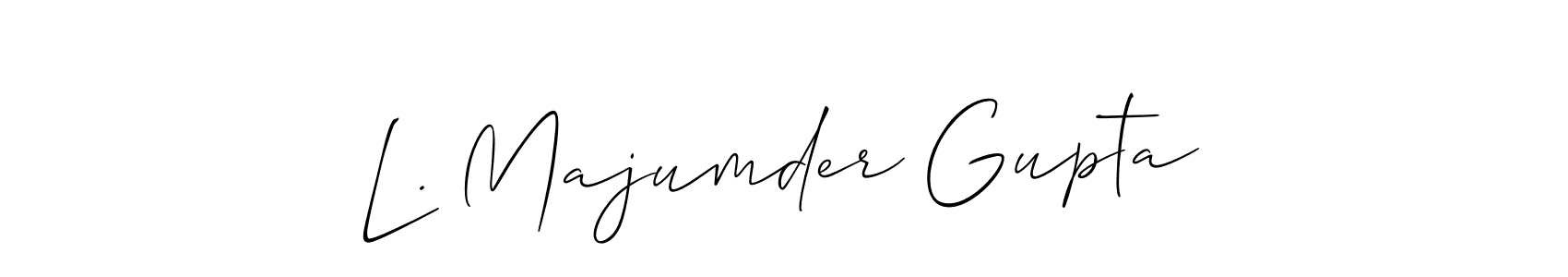 Use a signature maker to create a handwritten signature online. With this signature software, you can design (Allison_Script) your own signature for name L. Majumder Gupta. L. Majumder Gupta signature style 2 images and pictures png