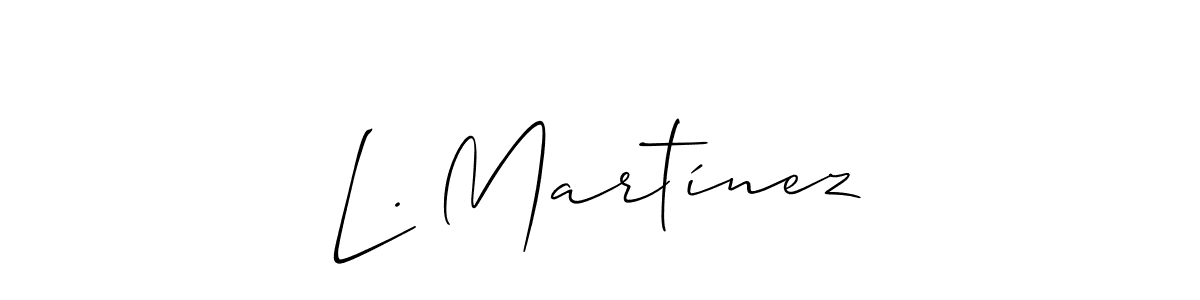 The best way (Allison_Script) to make a short signature is to pick only two or three words in your name. The name L. Martínez include a total of six letters. For converting this name. L. Martínez signature style 2 images and pictures png