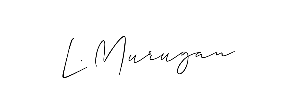 Use a signature maker to create a handwritten signature online. With this signature software, you can design (Allison_Script) your own signature for name L. Murugan. L. Murugan signature style 2 images and pictures png