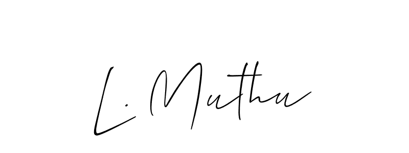 Create a beautiful signature design for name L. Muthu. With this signature (Allison_Script) fonts, you can make a handwritten signature for free. L. Muthu signature style 2 images and pictures png