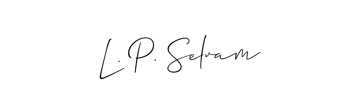 if you are searching for the best signature style for your name L. P. Selvam. so please give up your signature search. here we have designed multiple signature styles  using Allison_Script. L. P. Selvam signature style 2 images and pictures png