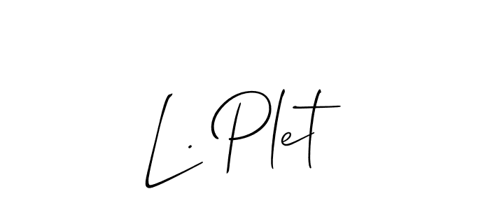 It looks lik you need a new signature style for name L. Plet. Design unique handwritten (Allison_Script) signature with our free signature maker in just a few clicks. L. Plet signature style 2 images and pictures png