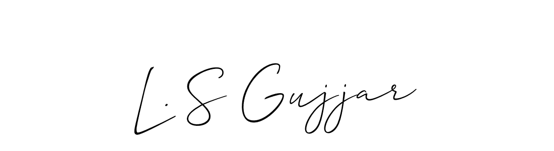 The best way (Allison_Script) to make a short signature is to pick only two or three words in your name. The name L. S Gujjar include a total of six letters. For converting this name. L. S Gujjar signature style 2 images and pictures png