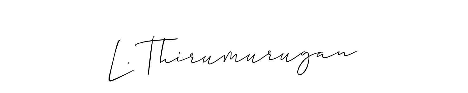 The best way (Allison_Script) to make a short signature is to pick only two or three words in your name. The name L. Thirumurugan include a total of six letters. For converting this name. L. Thirumurugan signature style 2 images and pictures png