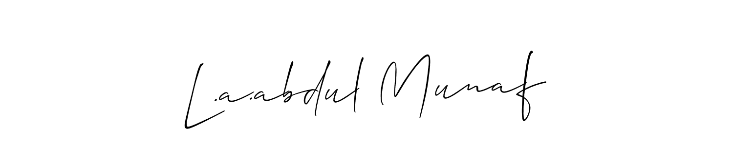 How to Draw L.a.abdul Munaf signature style? Allison_Script is a latest design signature styles for name L.a.abdul Munaf. L.a.abdul Munaf signature style 2 images and pictures png