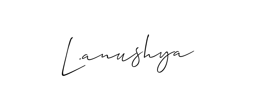 if you are searching for the best signature style for your name L.anushya. so please give up your signature search. here we have designed multiple signature styles  using Allison_Script. L.anushya signature style 2 images and pictures png