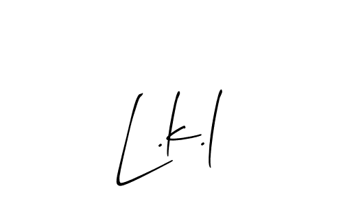 Similarly Allison_Script is the best handwritten signature design. Signature creator online .You can use it as an online autograph creator for name L.k.l. L.k.l signature style 2 images and pictures png