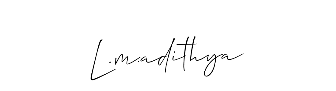 Similarly Allison_Script is the best handwritten signature design. Signature creator online .You can use it as an online autograph creator for name L.m.adithya. L.m.adithya signature style 2 images and pictures png