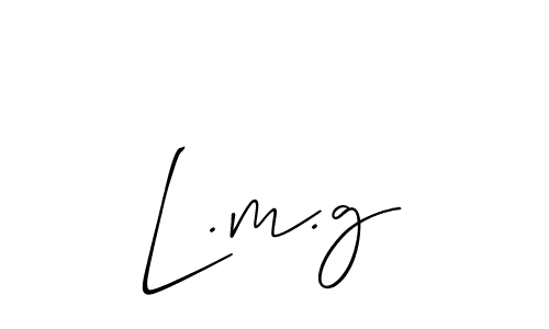 The best way (Allison_Script) to make a short signature is to pick only two or three words in your name. The name L.m.g include a total of six letters. For converting this name. L.m.g signature style 2 images and pictures png