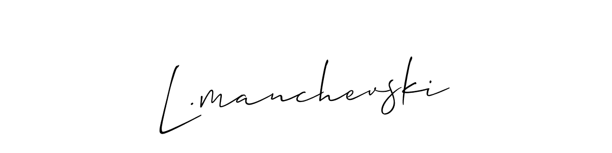 The best way (Allison_Script) to make a short signature is to pick only two or three words in your name. The name L.manchevski include a total of six letters. For converting this name. L.manchevski signature style 2 images and pictures png