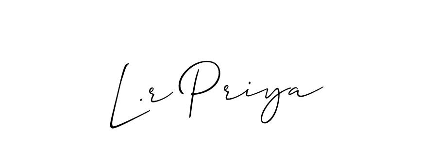 Also You can easily find your signature by using the search form. We will create L.r Priya name handwritten signature images for you free of cost using Allison_Script sign style. L.r Priya signature style 2 images and pictures png