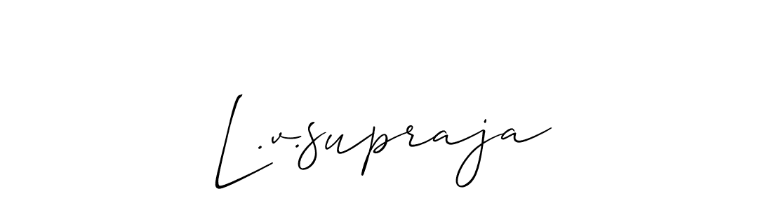 Make a short L.v.supraja signature style. Manage your documents anywhere anytime using Allison_Script. Create and add eSignatures, submit forms, share and send files easily. L.v.supraja signature style 2 images and pictures png