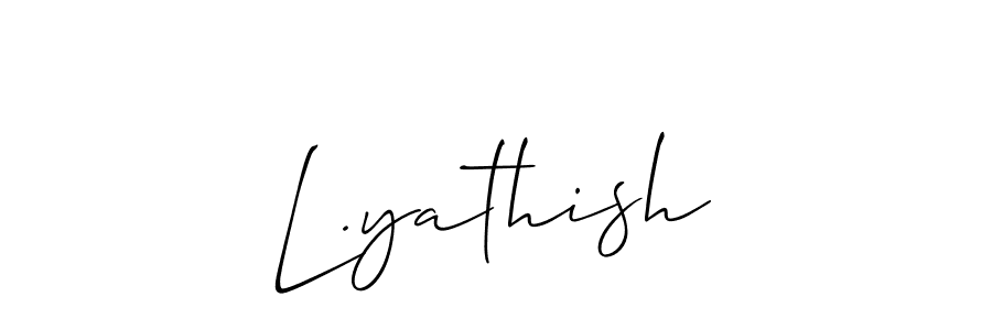 The best way (Allison_Script) to make a short signature is to pick only two or three words in your name. The name L.yathish include a total of six letters. For converting this name. L.yathish signature style 2 images and pictures png