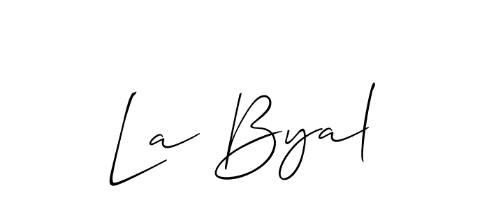 if you are searching for the best signature style for your name La Byal. so please give up your signature search. here we have designed multiple signature styles  using Allison_Script. La Byal signature style 2 images and pictures png