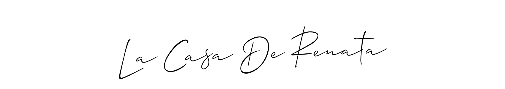 Allison_Script is a professional signature style that is perfect for those who want to add a touch of class to their signature. It is also a great choice for those who want to make their signature more unique. Get La Casa De Renata name to fancy signature for free. La Casa De Renata signature style 2 images and pictures png