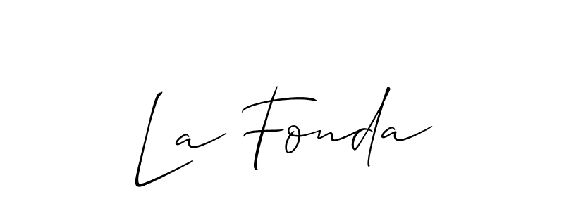 Allison_Script is a professional signature style that is perfect for those who want to add a touch of class to their signature. It is also a great choice for those who want to make their signature more unique. Get La Fonda name to fancy signature for free. La Fonda signature style 2 images and pictures png