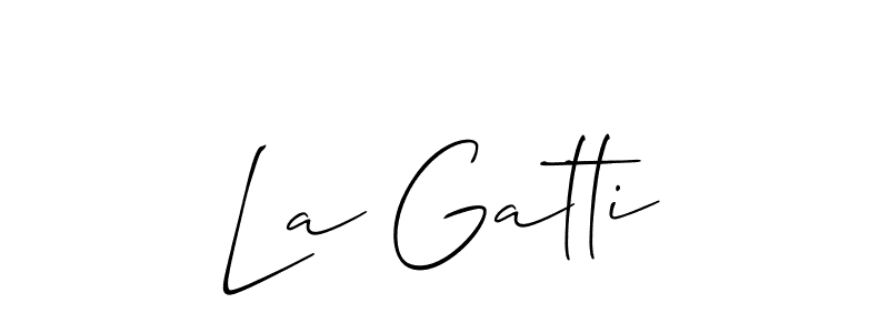 Design your own signature with our free online signature maker. With this signature software, you can create a handwritten (Allison_Script) signature for name La Gatti. La Gatti signature style 2 images and pictures png