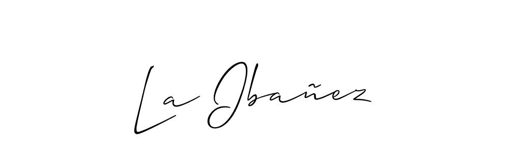 if you are searching for the best signature style for your name La Ibañez. so please give up your signature search. here we have designed multiple signature styles  using Allison_Script. La Ibañez signature style 2 images and pictures png