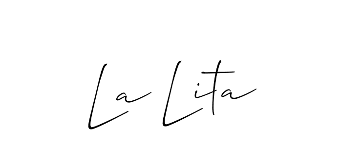 It looks lik you need a new signature style for name La Lita. Design unique handwritten (Allison_Script) signature with our free signature maker in just a few clicks. La Lita signature style 2 images and pictures png