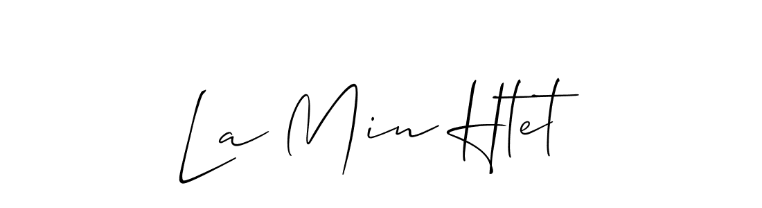 Make a short La Min Htet signature style. Manage your documents anywhere anytime using Allison_Script. Create and add eSignatures, submit forms, share and send files easily. La Min Htet signature style 2 images and pictures png