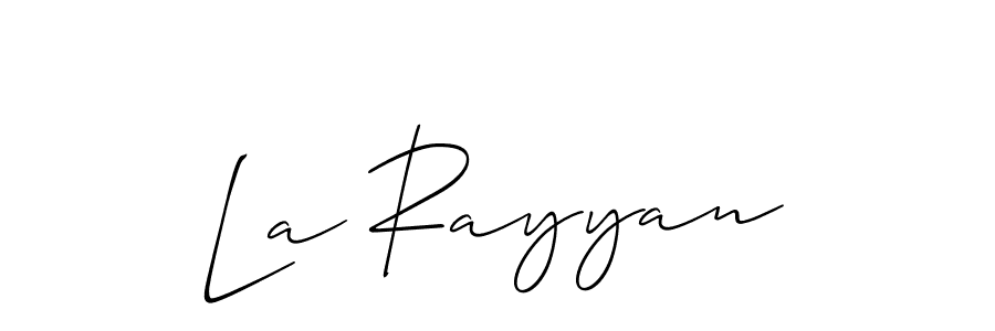 You can use this online signature creator to create a handwritten signature for the name La Rayyan. This is the best online autograph maker. La Rayyan signature style 2 images and pictures png