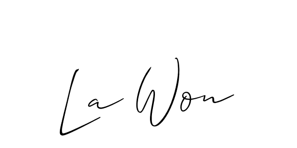 You should practise on your own different ways (Allison_Script) to write your name (La Won) in signature. don't let someone else do it for you. La Won signature style 2 images and pictures png