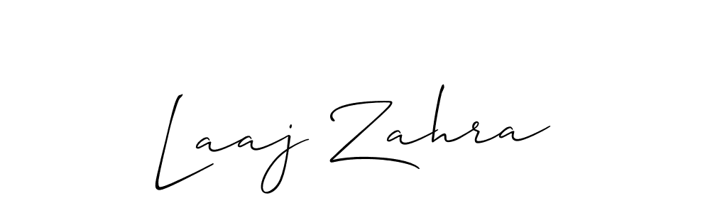 How to make Laaj Zahra name signature. Use Allison_Script style for creating short signs online. This is the latest handwritten sign. Laaj Zahra signature style 2 images and pictures png