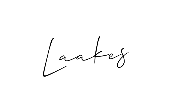 It looks lik you need a new signature style for name Laakes. Design unique handwritten (Allison_Script) signature with our free signature maker in just a few clicks. Laakes signature style 2 images and pictures png