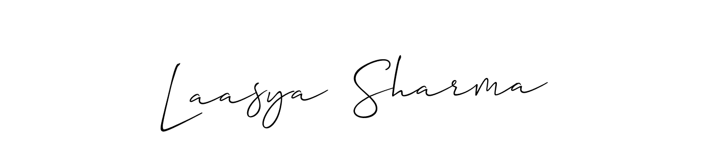 This is the best signature style for the Laasya  Sharma name. Also you like these signature font (Allison_Script). Mix name signature. Laasya  Sharma signature style 2 images and pictures png