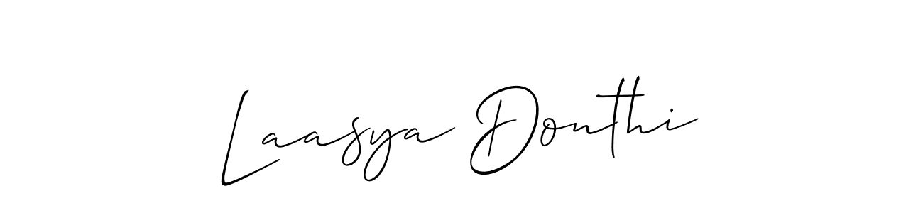How to make Laasya Donthi signature? Allison_Script is a professional autograph style. Create handwritten signature for Laasya Donthi name. Laasya Donthi signature style 2 images and pictures png