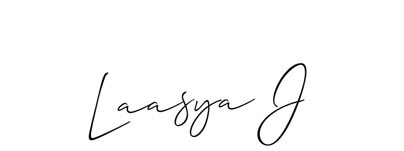 Create a beautiful signature design for name Laasya J. With this signature (Allison_Script) fonts, you can make a handwritten signature for free. Laasya J signature style 2 images and pictures png