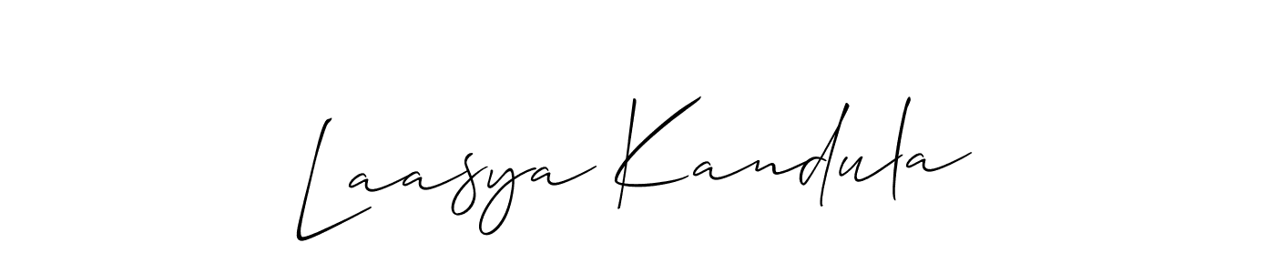 Similarly Allison_Script is the best handwritten signature design. Signature creator online .You can use it as an online autograph creator for name Laasya Kandula. Laasya Kandula signature style 2 images and pictures png