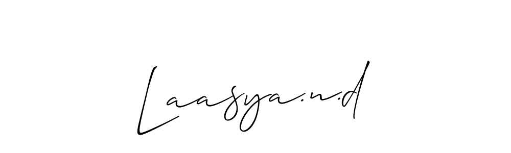 if you are searching for the best signature style for your name Laasya.n.d. so please give up your signature search. here we have designed multiple signature styles  using Allison_Script. Laasya.n.d signature style 2 images and pictures png