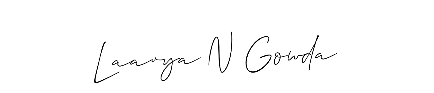 It looks lik you need a new signature style for name Laavya N Gowda. Design unique handwritten (Allison_Script) signature with our free signature maker in just a few clicks. Laavya N Gowda signature style 2 images and pictures png