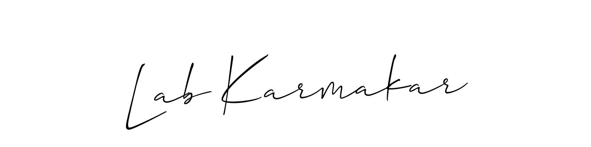 Use a signature maker to create a handwritten signature online. With this signature software, you can design (Allison_Script) your own signature for name Lab Karmakar. Lab Karmakar signature style 2 images and pictures png