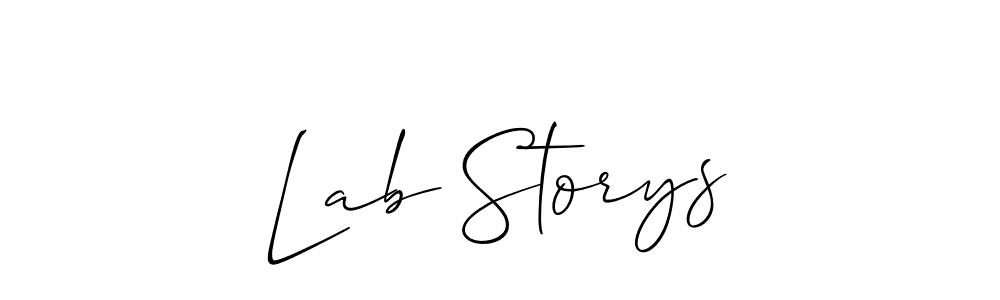 Lab Storys stylish signature style. Best Handwritten Sign (Allison_Script) for my name. Handwritten Signature Collection Ideas for my name Lab Storys. Lab Storys signature style 2 images and pictures png