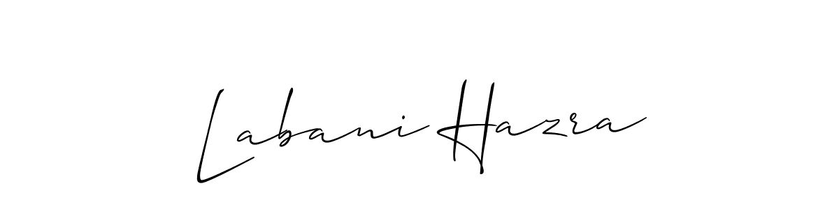 Allison_Script is a professional signature style that is perfect for those who want to add a touch of class to their signature. It is also a great choice for those who want to make their signature more unique. Get Labani Hazra name to fancy signature for free. Labani Hazra signature style 2 images and pictures png