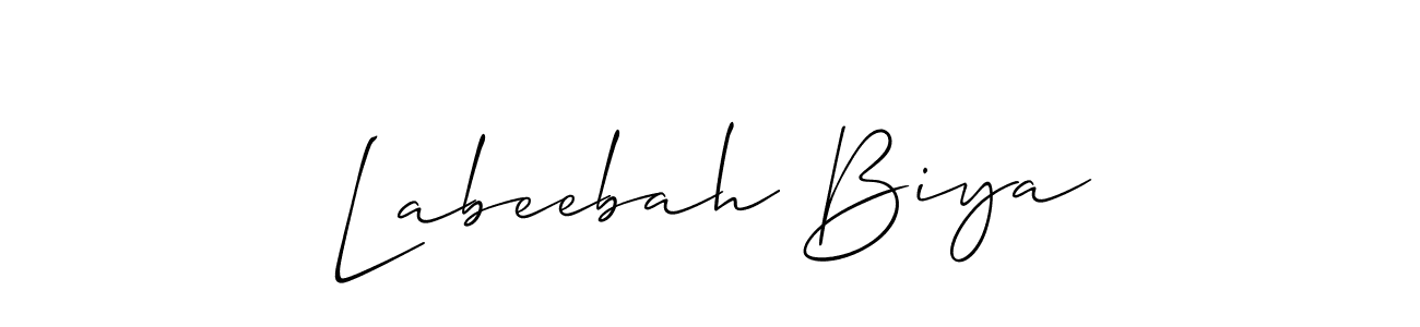 Create a beautiful signature design for name Labeebah Biya. With this signature (Allison_Script) fonts, you can make a handwritten signature for free. Labeebah Biya signature style 2 images and pictures png