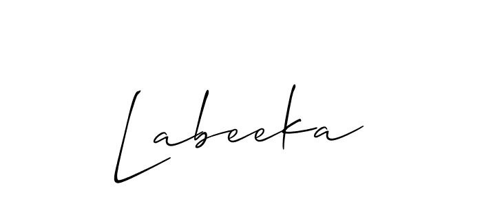 Create a beautiful signature design for name Labeeka. With this signature (Allison_Script) fonts, you can make a handwritten signature for free. Labeeka signature style 2 images and pictures png