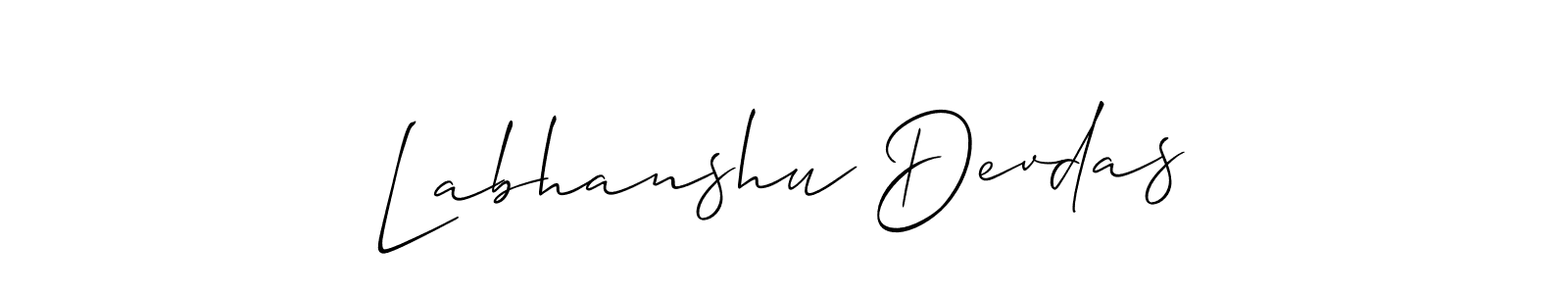 This is the best signature style for the Labhanshu Devdas name. Also you like these signature font (Allison_Script). Mix name signature. Labhanshu Devdas signature style 2 images and pictures png