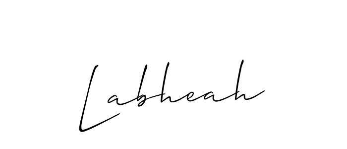 Use a signature maker to create a handwritten signature online. With this signature software, you can design (Allison_Script) your own signature for name Labheah. Labheah signature style 2 images and pictures png