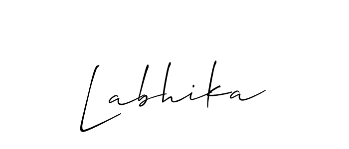 Use a signature maker to create a handwritten signature online. With this signature software, you can design (Allison_Script) your own signature for name Labhika. Labhika signature style 2 images and pictures png