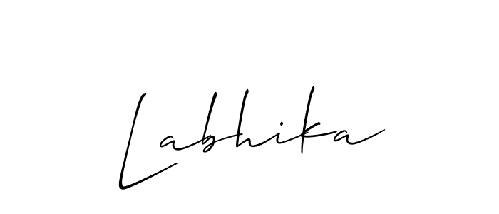 Use a signature maker to create a handwritten signature online. With this signature software, you can design (Allison_Script) your own signature for name Labhika. Labhika signature style 2 images and pictures png