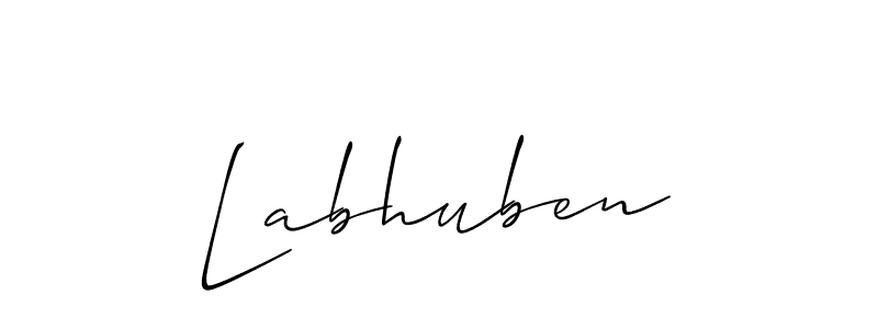 The best way (Allison_Script) to make a short signature is to pick only two or three words in your name. The name Labhuben include a total of six letters. For converting this name. Labhuben signature style 2 images and pictures png